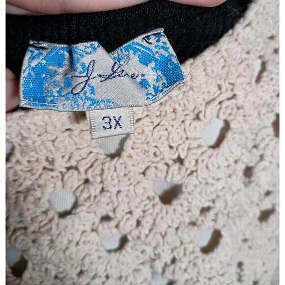 J Gee Cream Crochet Y2K Embroidered Black Mesh Dress Lined Fairy Plus Size 3X - Picture 4 of 10